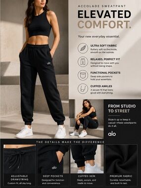 Alo Accolade Sweatpant - Black NWOT